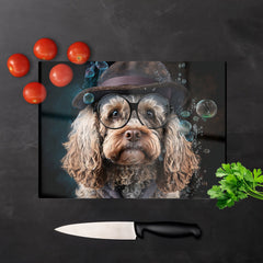 Cockapoo Dog With Glasses Splashart Chopping Board