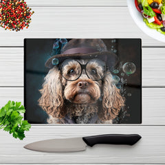Cockapoo Dog With Glasses Splashart Chopping Board