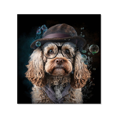 Cockapoo Dog With Glasses Splashart Kitchen Splashback