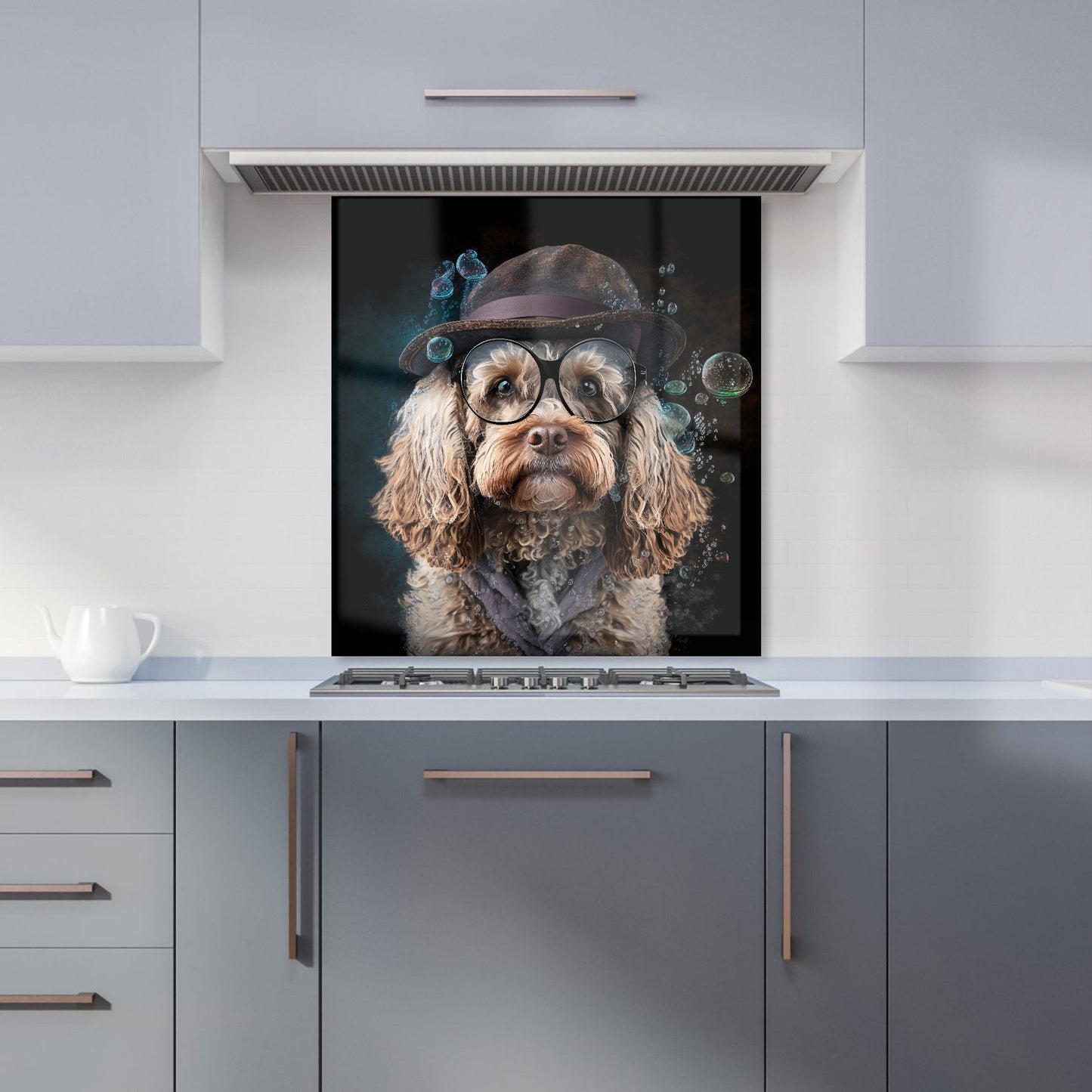 Cockapoo Dog With Glasses Splashart Kitchen Splashback