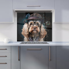 Cockapoo Dog With Glasses Splashart Kitchen Splashback