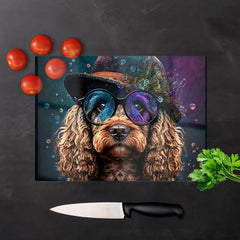 Cockapoo Dog Face Splashart Chopping Board