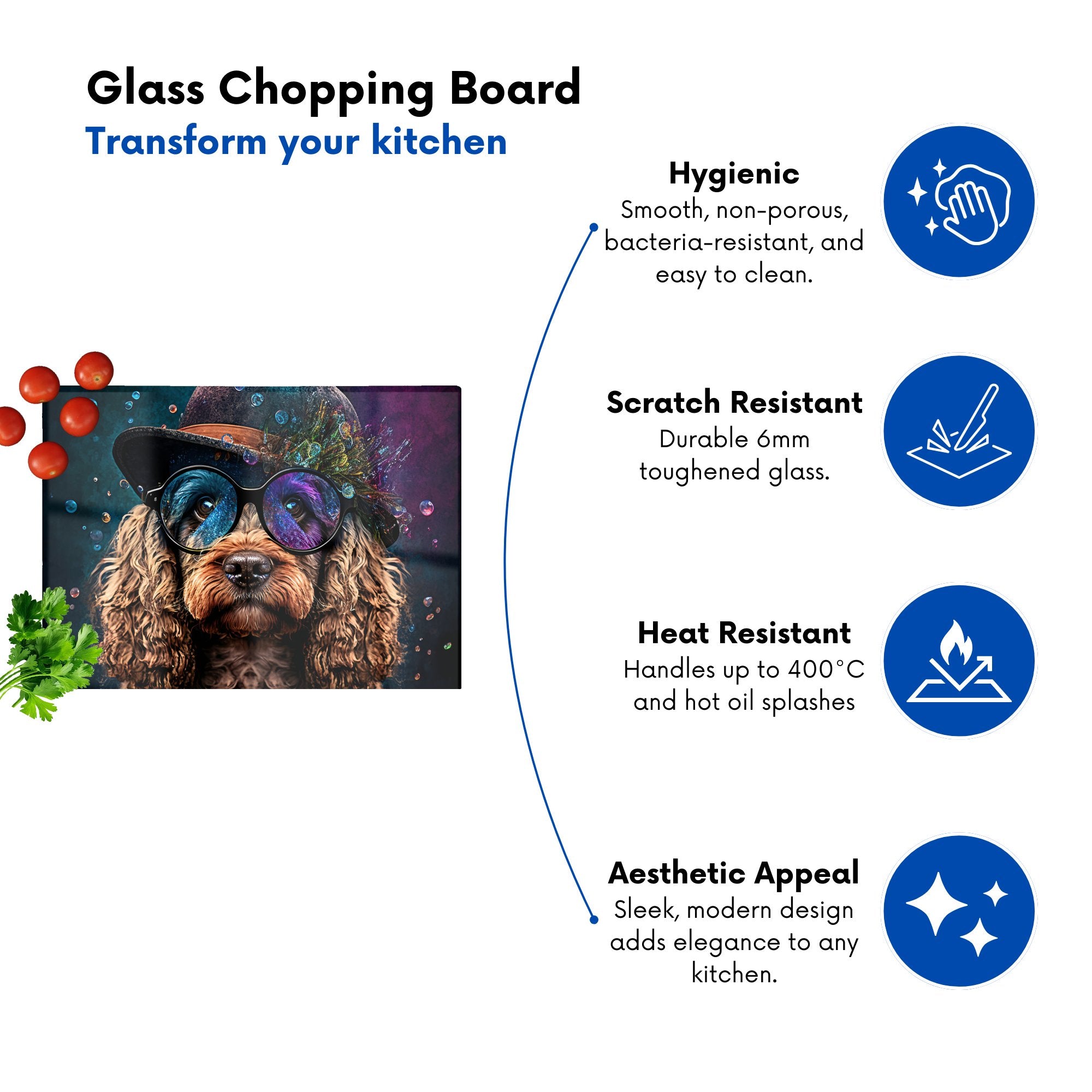 Cockapoo Dog Face Splashart Chopping Board