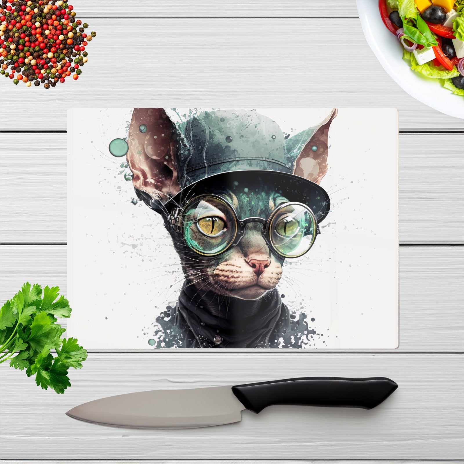 Cornish Rex Cat Splashart Chopping Board