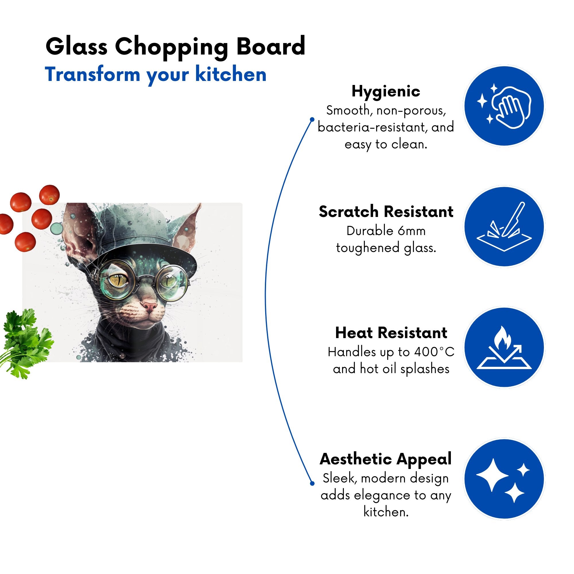 Cornish Rex Cat Splashart Chopping Board