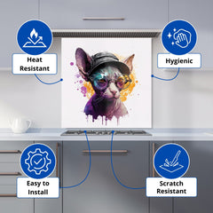 Cornish Rex With Glasses Splashart Kitchen Splashback