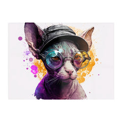 Cornish Rex With Glasses Splashart Chopping Board