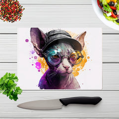 Cornish Rex With Glasses Splashart Chopping Board