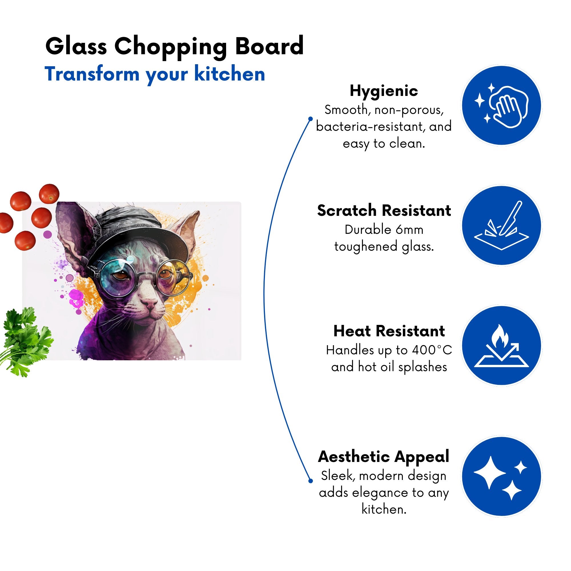 Cornish Rex With Glasses Splashart Chopping Board