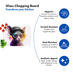 Cornish Rex With Glasses Splashart Chopping Board