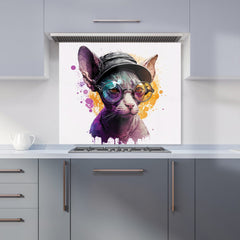 Cornish Rex With Glasses Splashart Kitchen Splashback