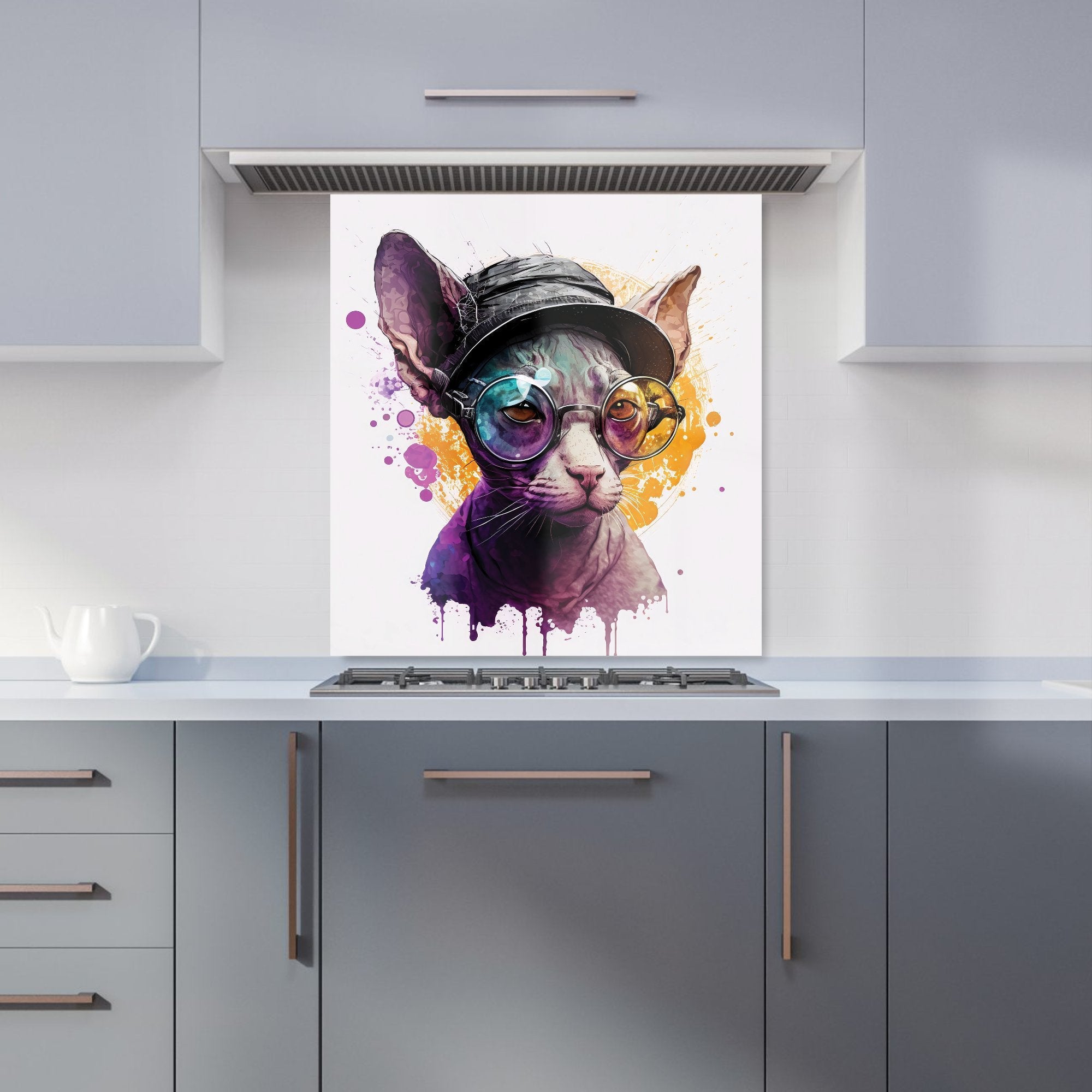 Cornish Rex With Glasses Splashart Kitchen Splashback