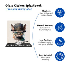 Devon Rex Cat With Glasses Splashart Kitchen Splashback