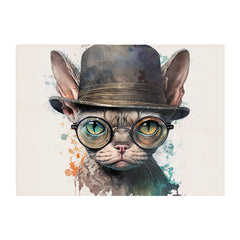 Devon Rex Cat With Glasses Splashart Chopping Board