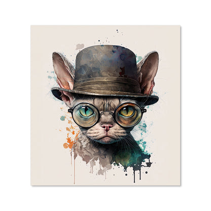 Devon Rex Cat With Glasses Splashart Kitchen Splashback