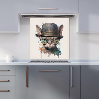 Devon Rex Cat With Glasses Splashart Kitchen Splashback