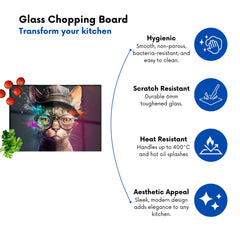 Devon Rex Cat With Hat Splashart Chopping Board