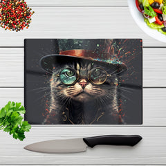 Cat With Glasses Splashart Chopping Board