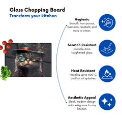 Cat With Glasses Splashart Chopping Board