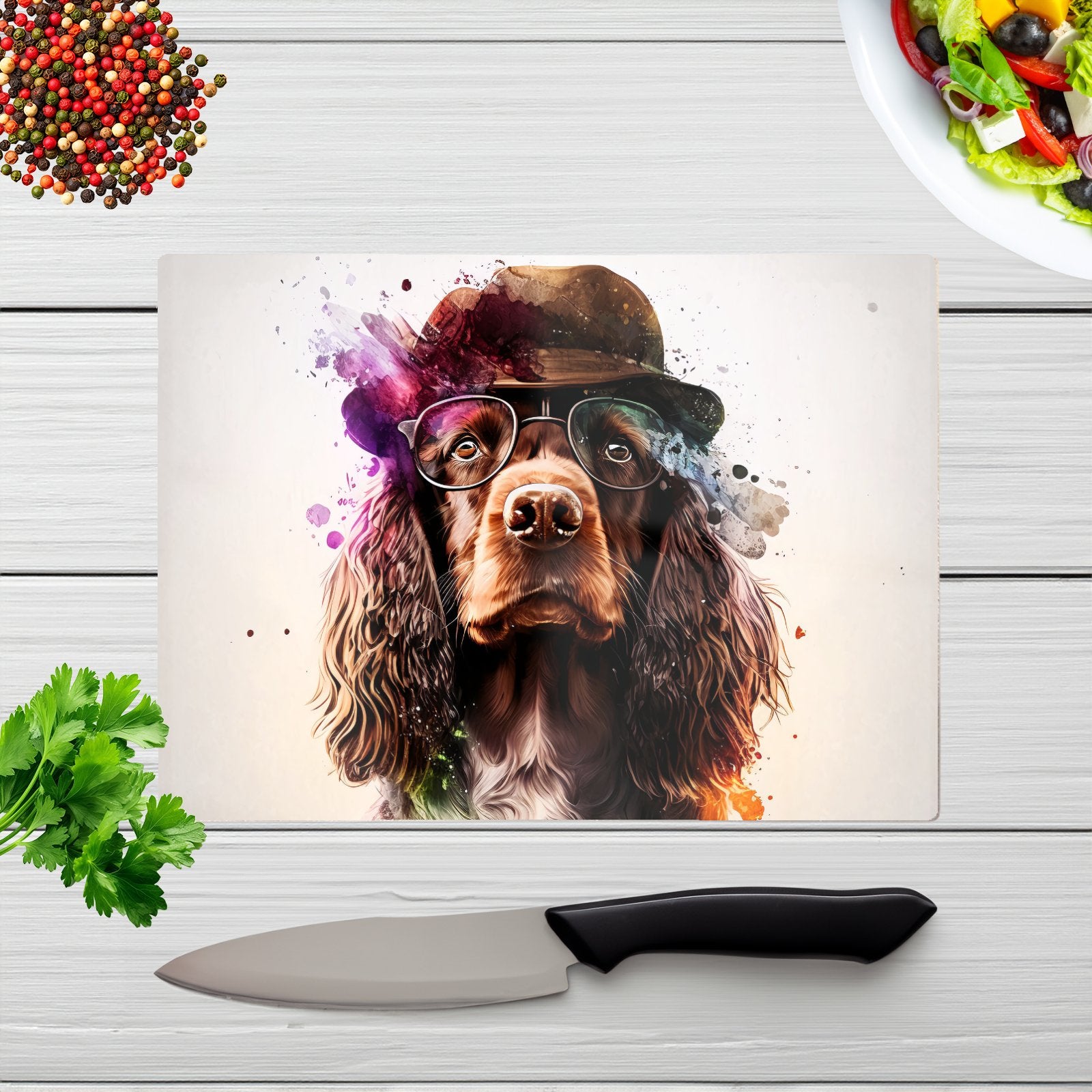 English Cocker Spaniel Splashart Chopping Board