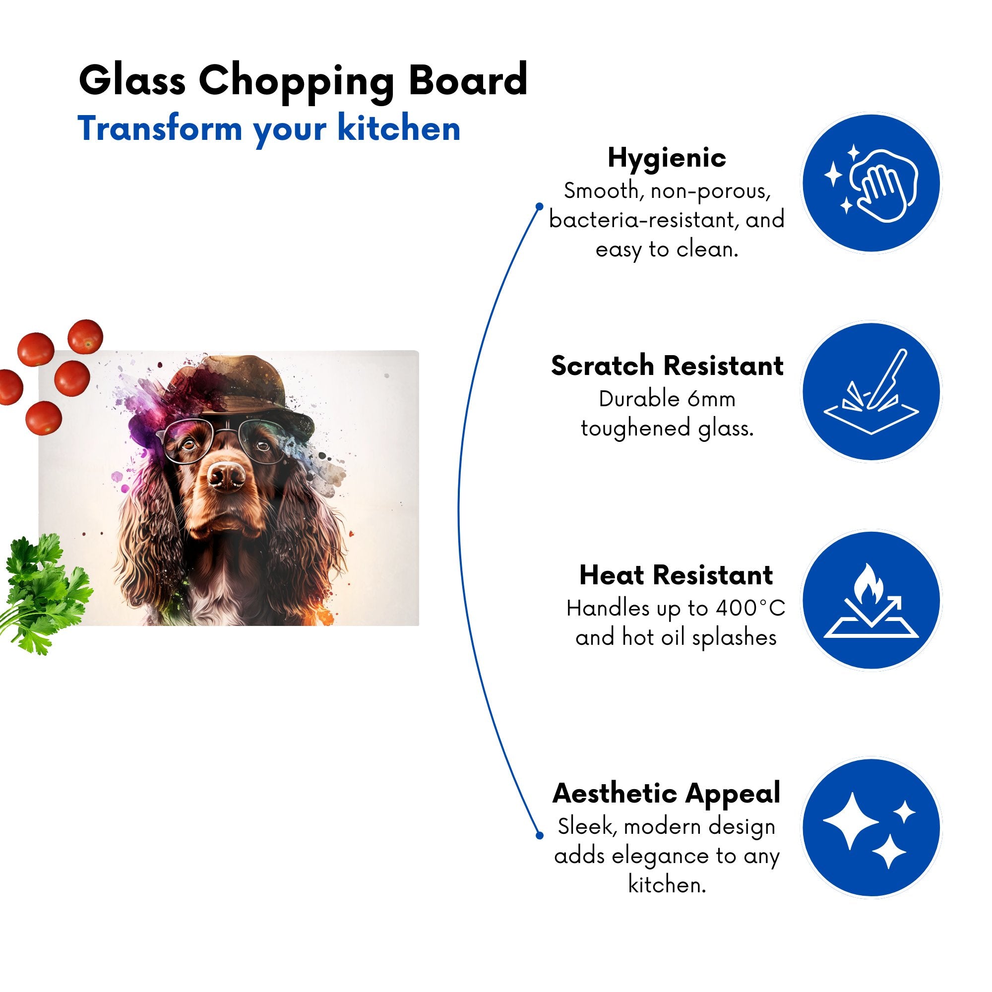 English Cocker Spaniel Splashart Chopping Board