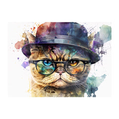 Shorthair Cat With Glasses Splashart Chopping Board