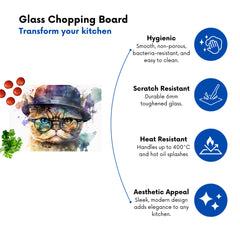 Shorthair Cat With Glasses Splashart Chopping Board