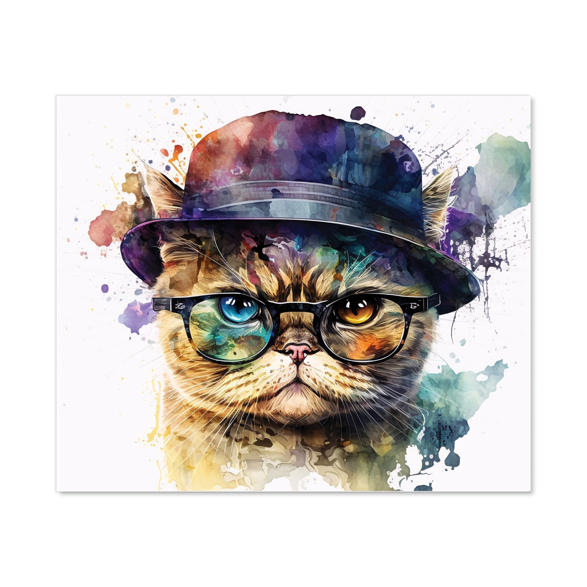 Shorthair Cat With Glasses Splashart Kitchen Splashback