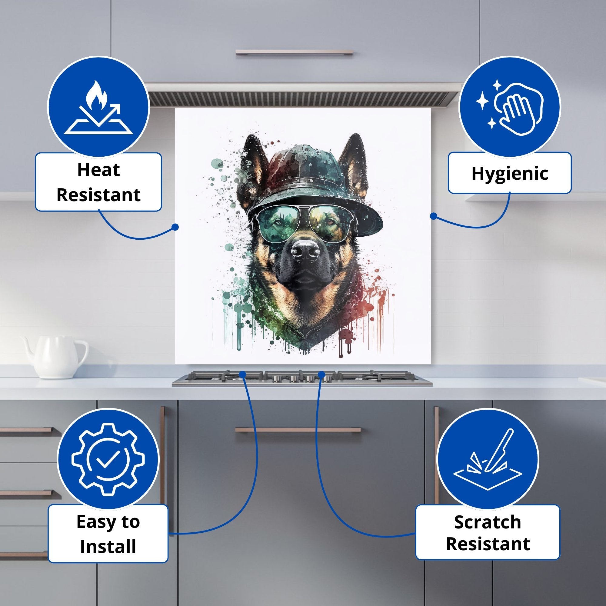 German Shepherd Splashart Kitchen Splashback