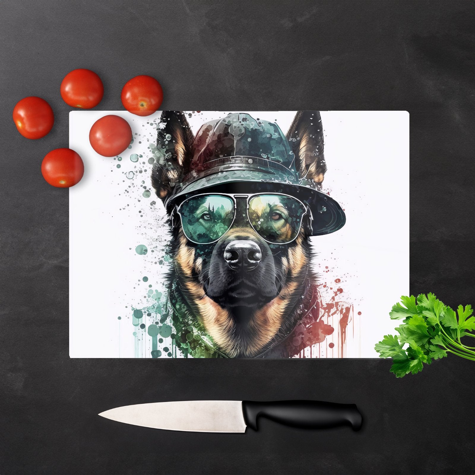 German Shepherd Splashart Chopping Board