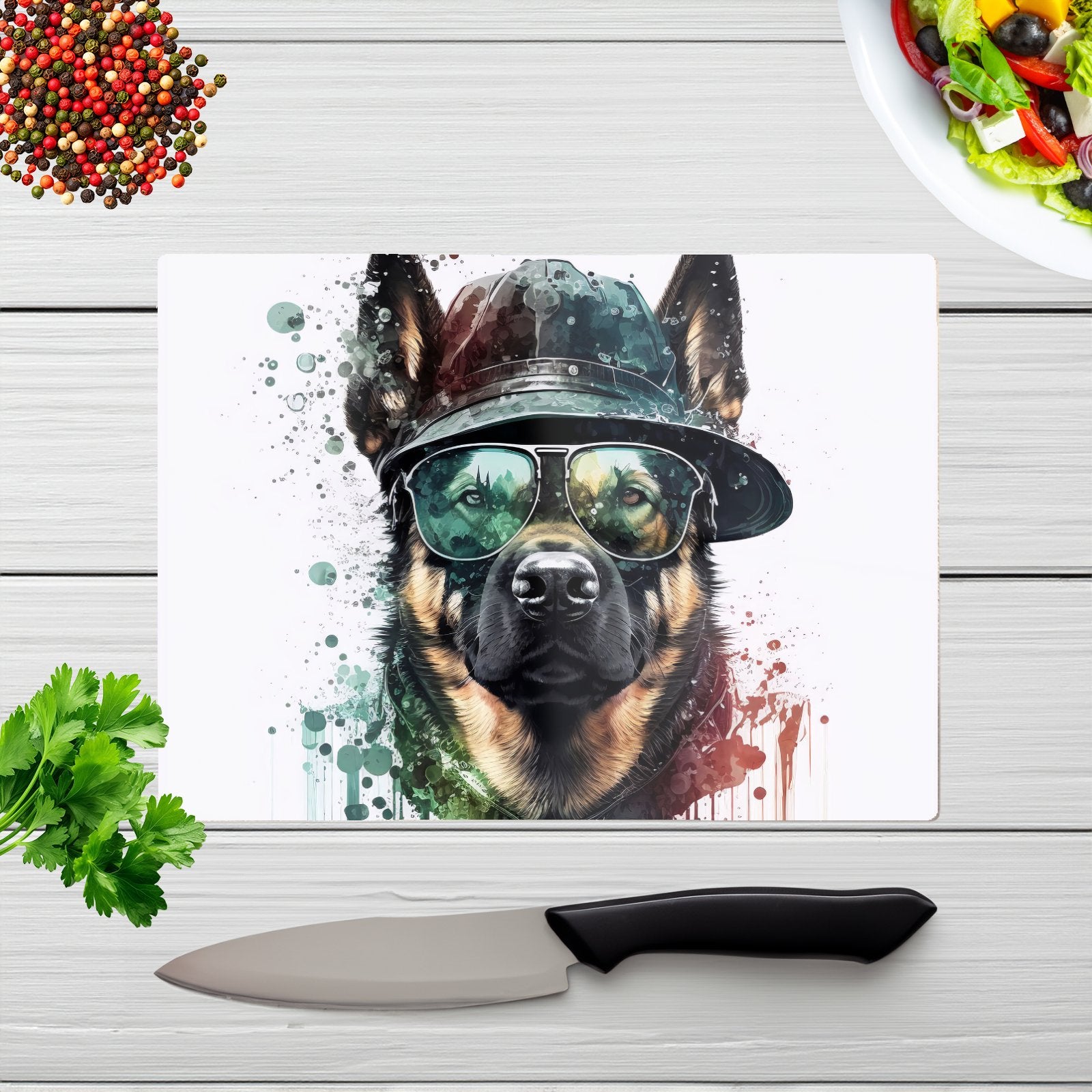 German Shepherd Splashart Chopping Board