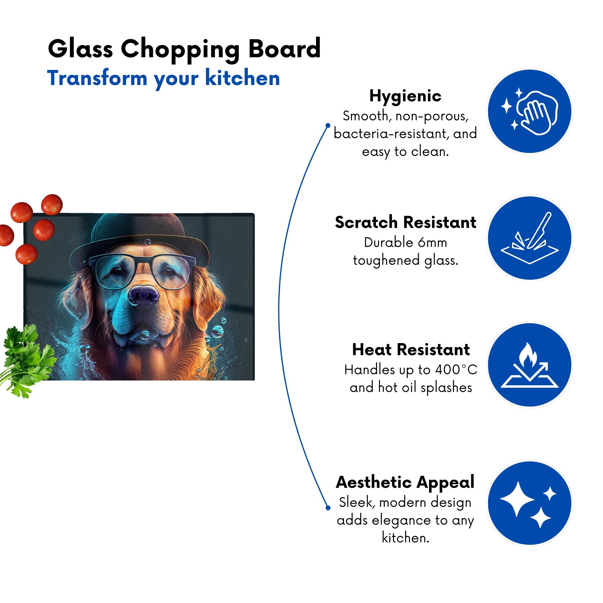 Golden Retriever Dog Chopping Board