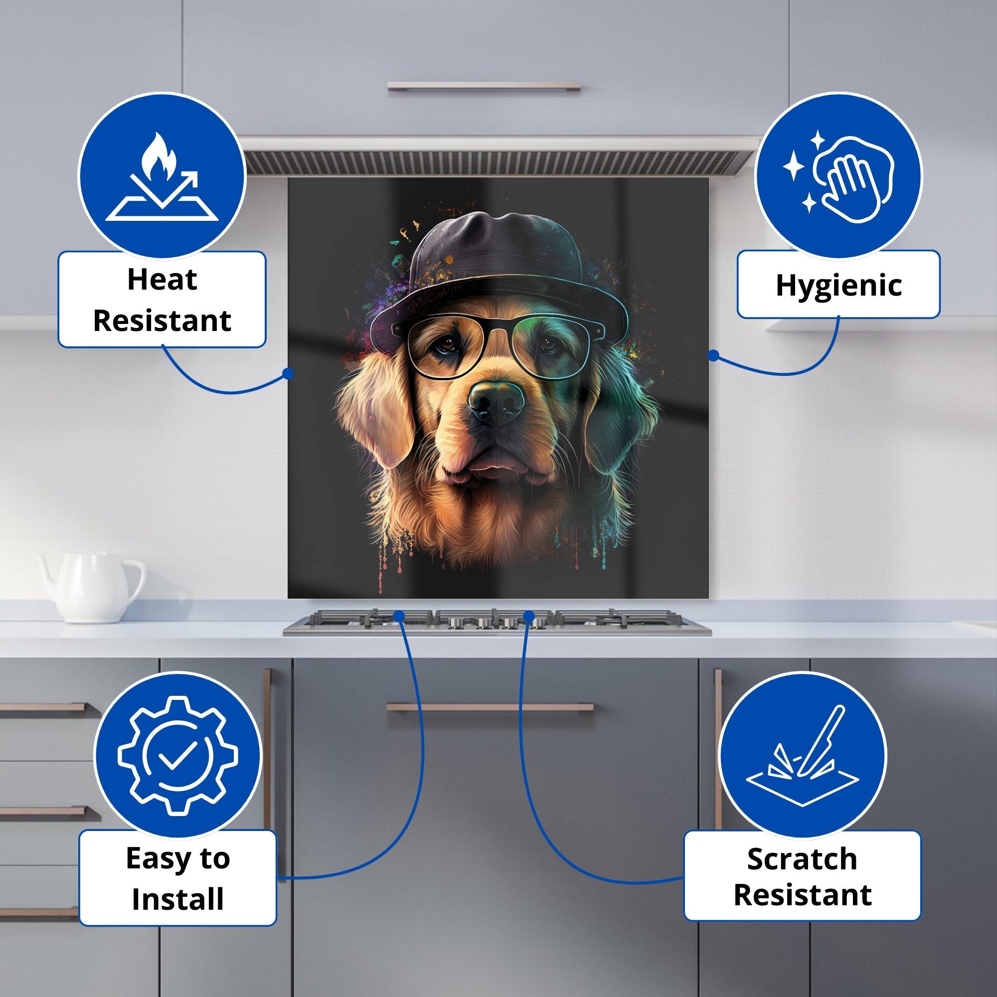 Golden Retriever Dog Splashart Kitchen Splashback