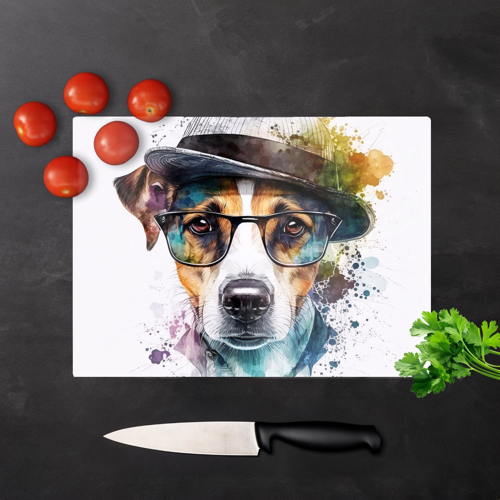Jack Russell Dog Splashart Chopping Board