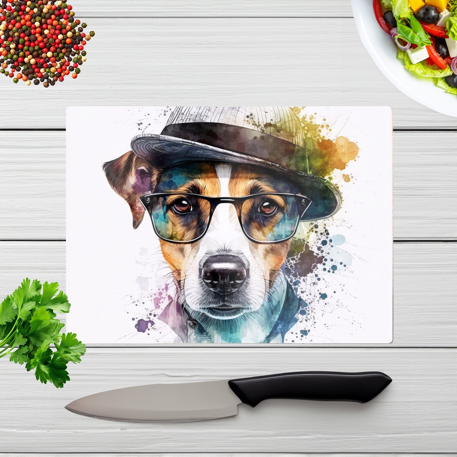 Jack Russell Dog Splashart Chopping Board