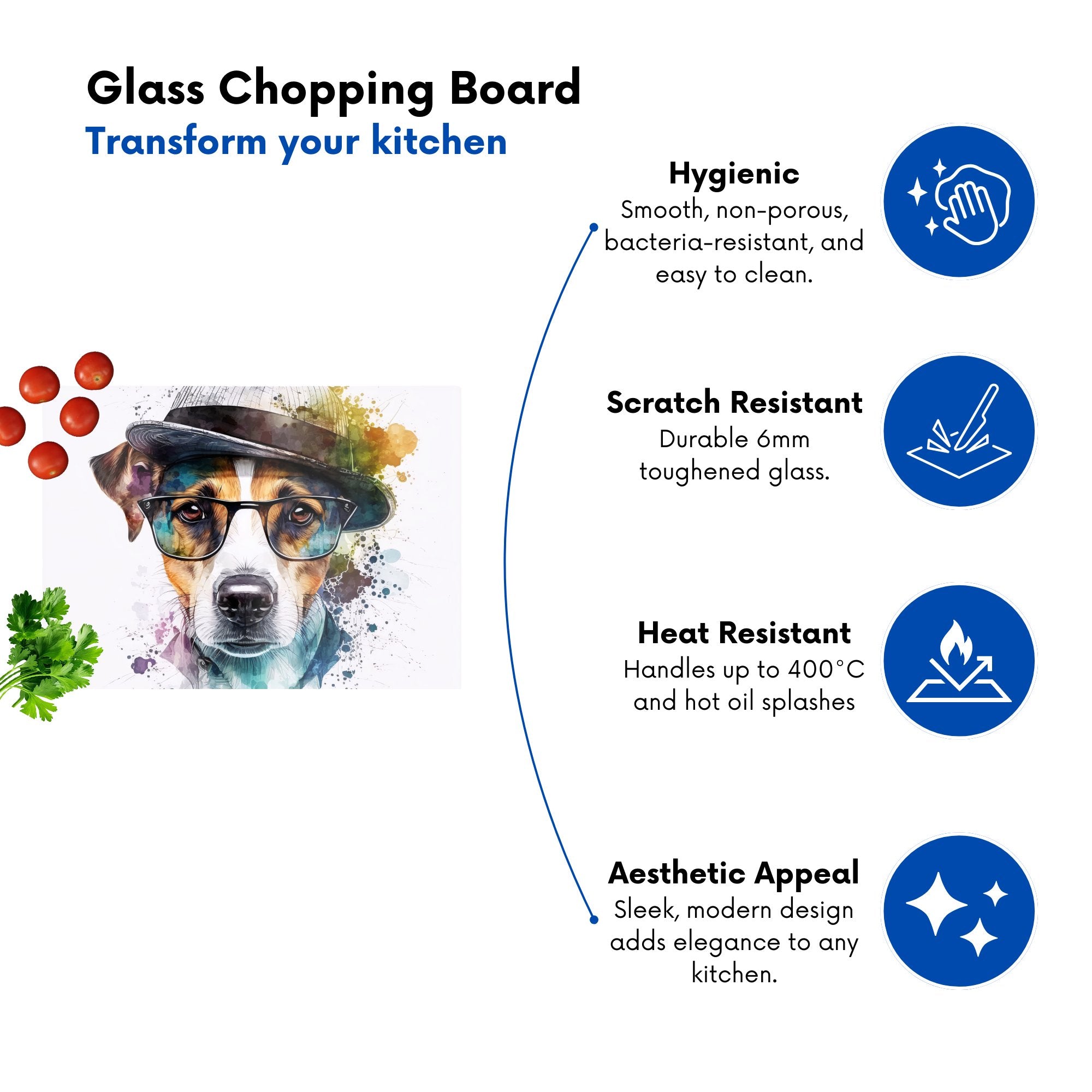 Jack Russell Dog Splashart Chopping Board