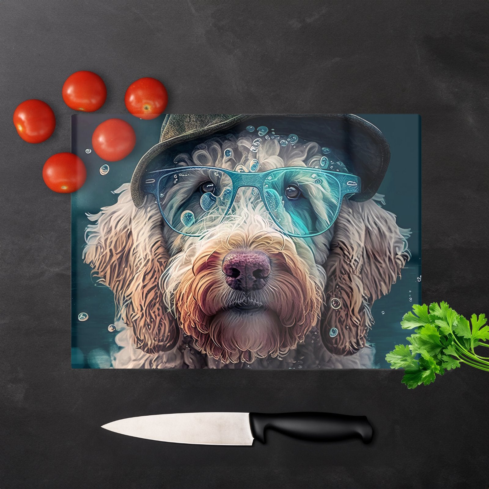 Labradoodle Dog Splashart Chopping Board