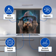 Labradoodle Dog With Glasses Splashart Kitchen Splashback