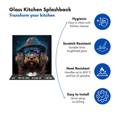 Labradoodle Dog With Glasses Splashart Kitchen Splashback