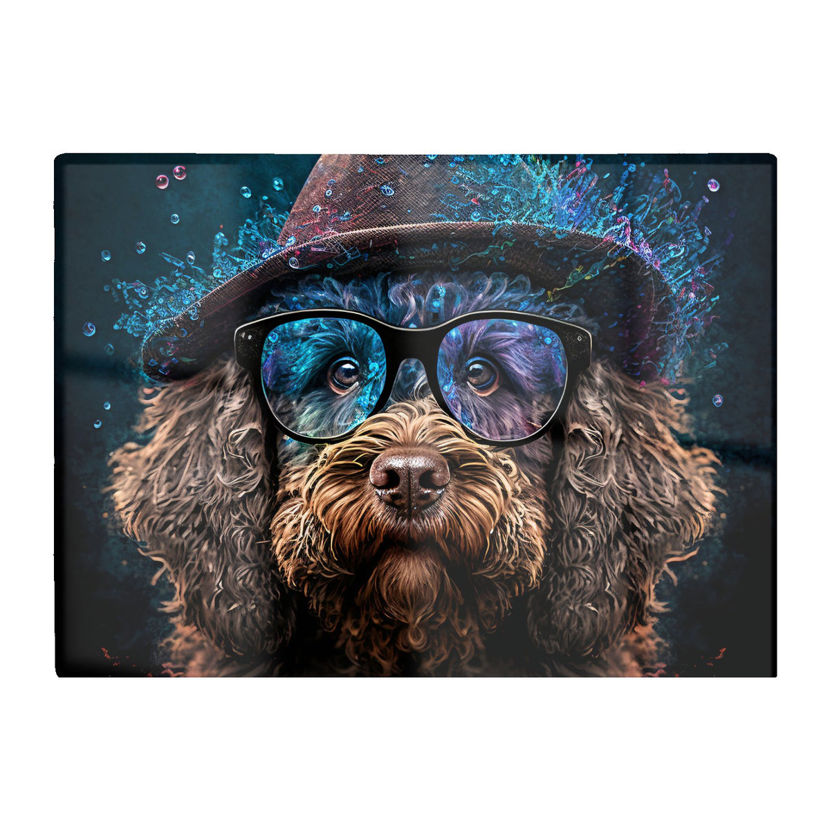 Labradoodle Dog With Glasses Splashart Chopping Board