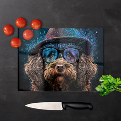 Labradoodle Dog With Glasses Splashart Chopping Board