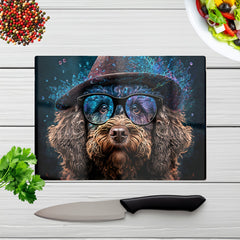 Labradoodle Dog With Glasses Splashart Chopping Board