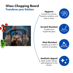 Labradoodle Dog With Glasses Splashart Chopping Board