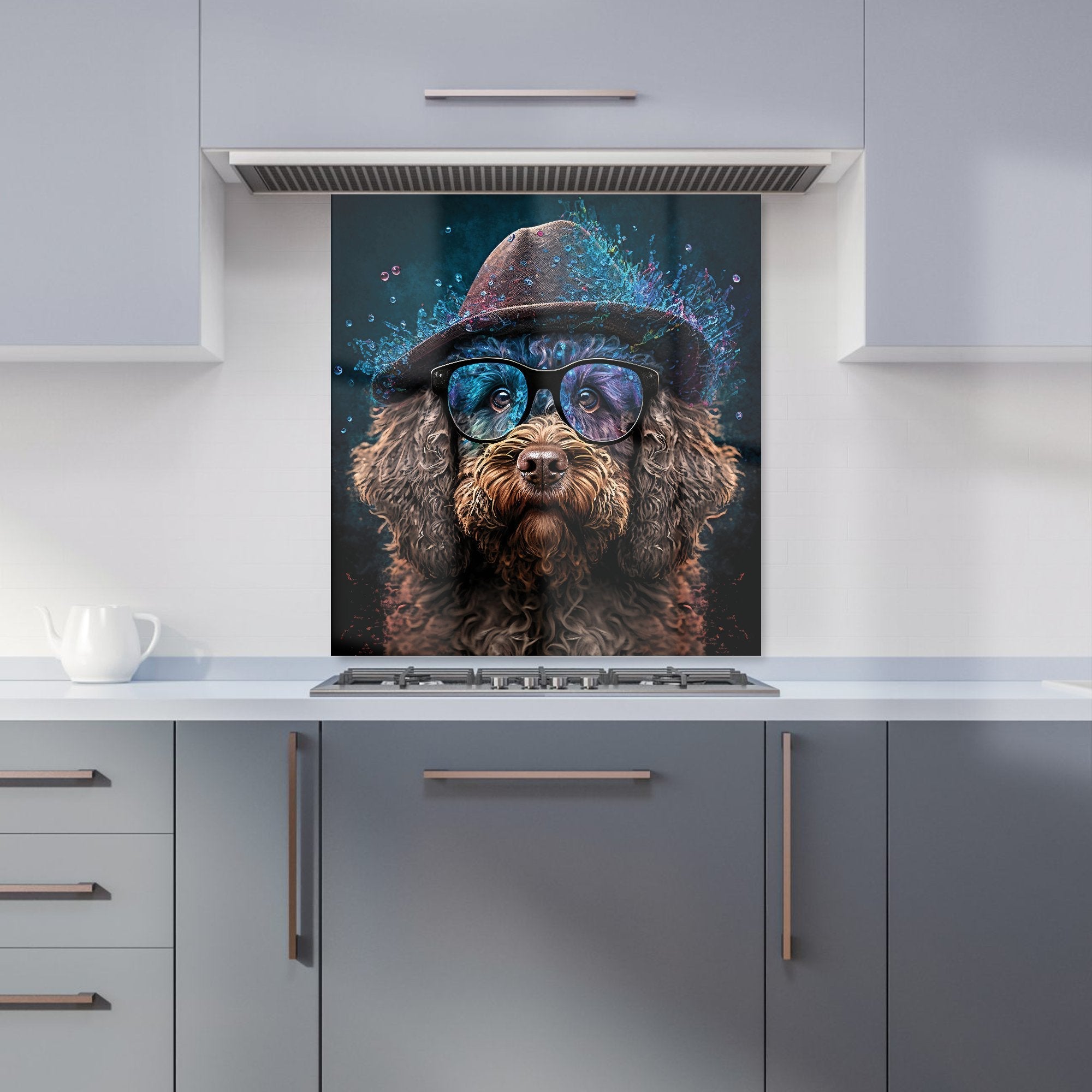 Labradoodle Dog With Glasses Splashart Kitchen Splashback