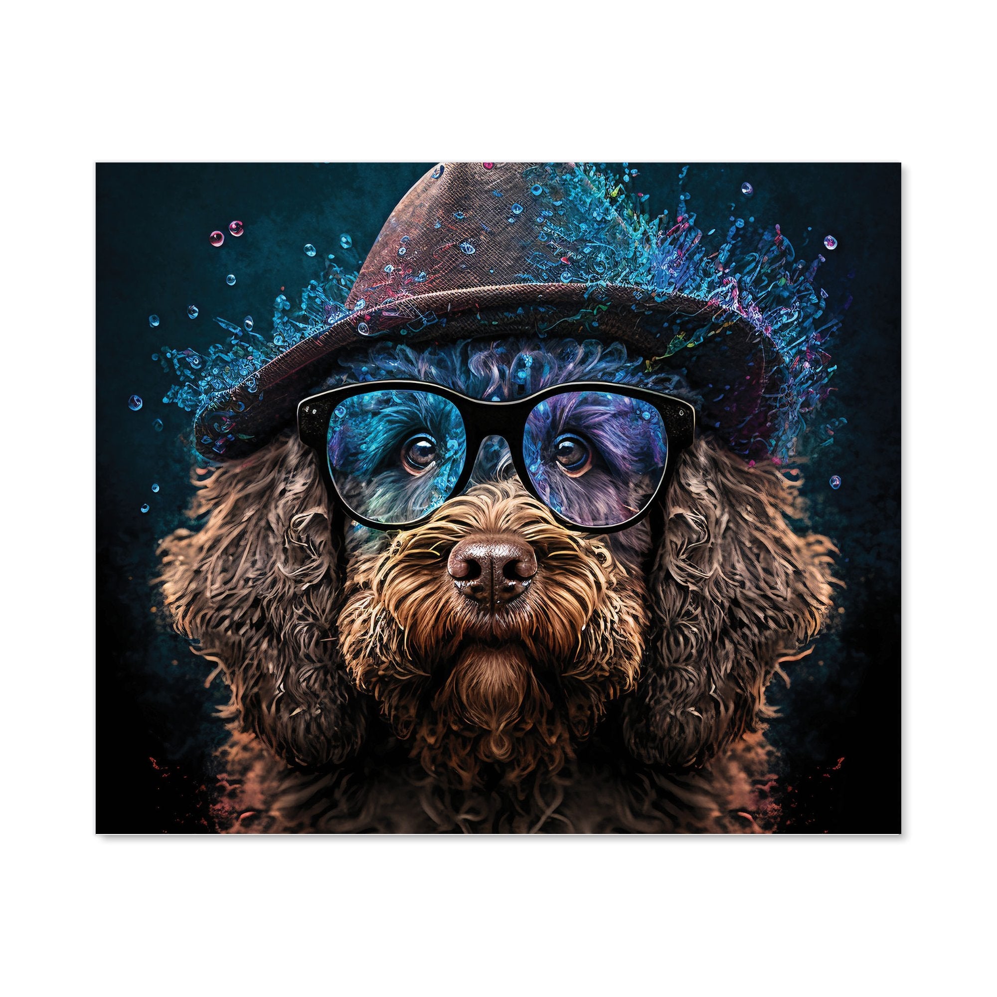 Labradoodle Dog With Glasses Splashart Kitchen Splashback