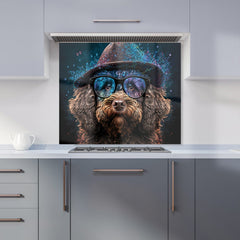 Labradoodle Dog With Glasses Splashart Kitchen Splashback