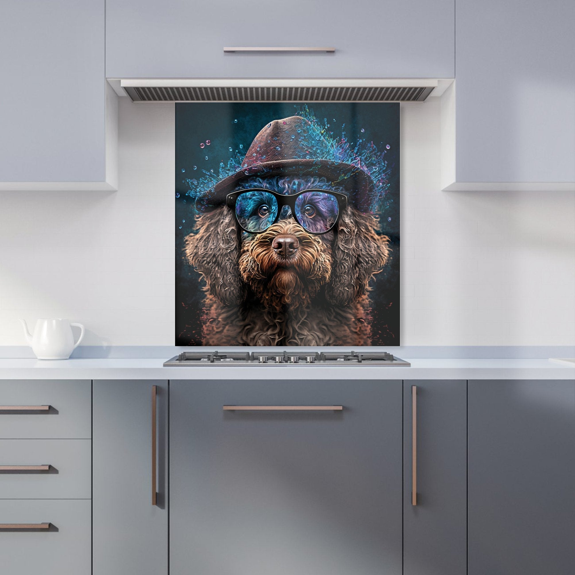 Labradoodle Dog With Glasses Splashart Kitchen Splashback