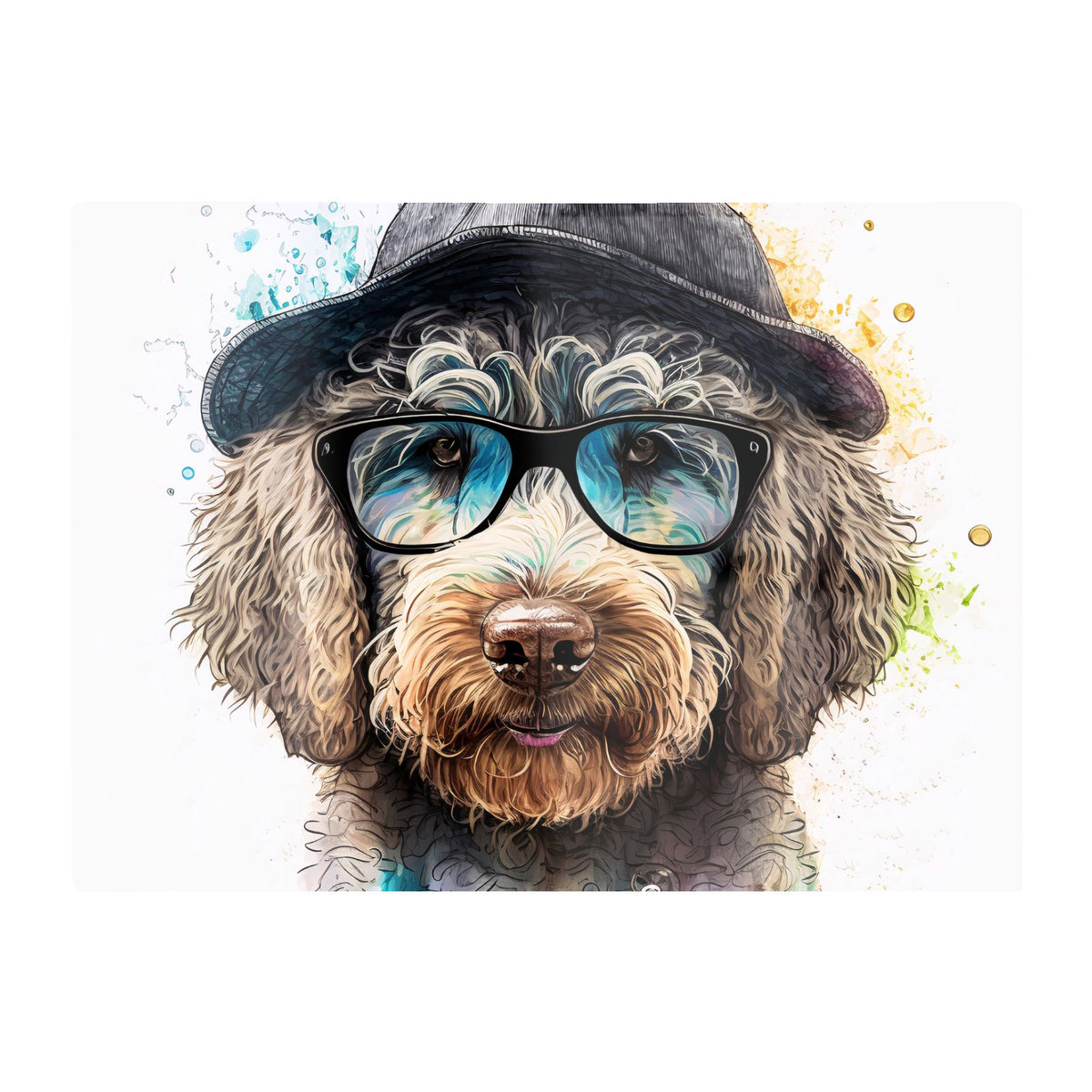Labradoodle Dog Face Splashart Chopping Board