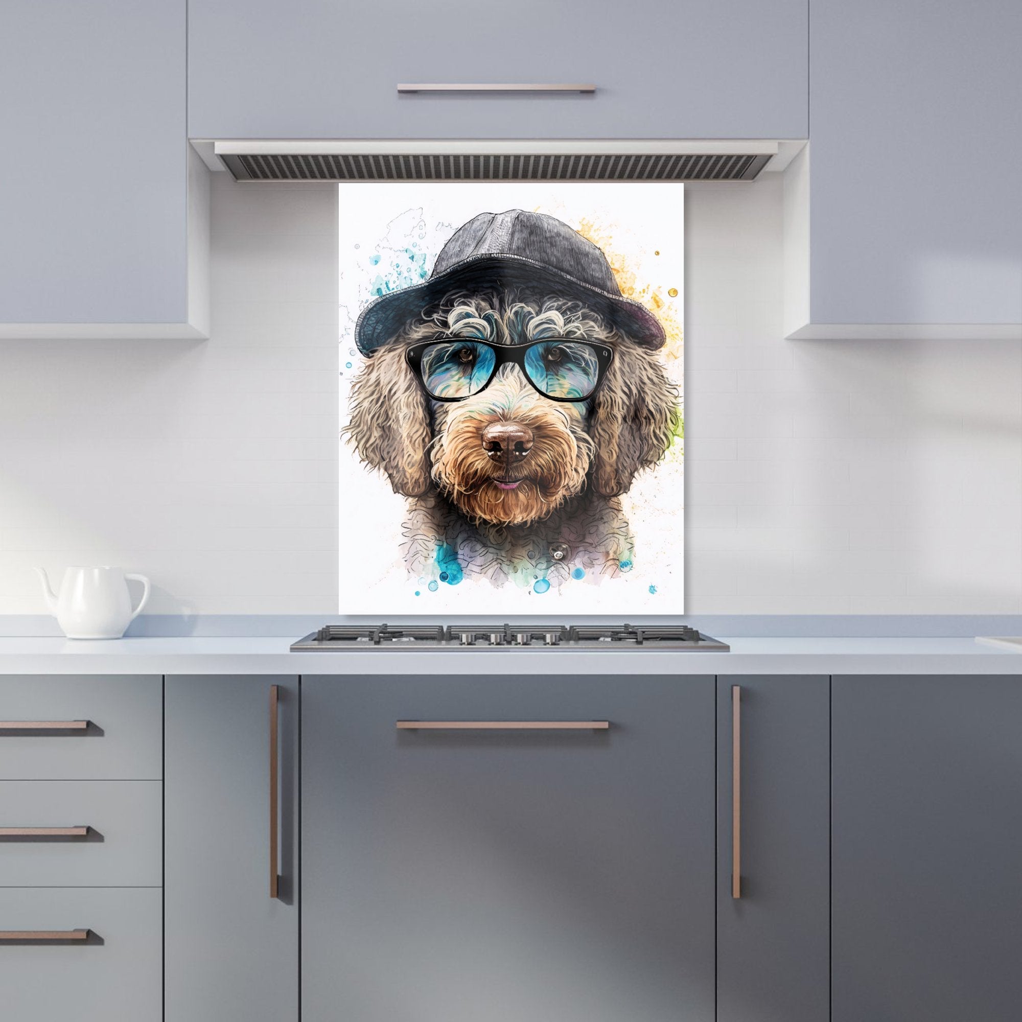 Labradoodle Dog Face Splashart Kitchen Splashback