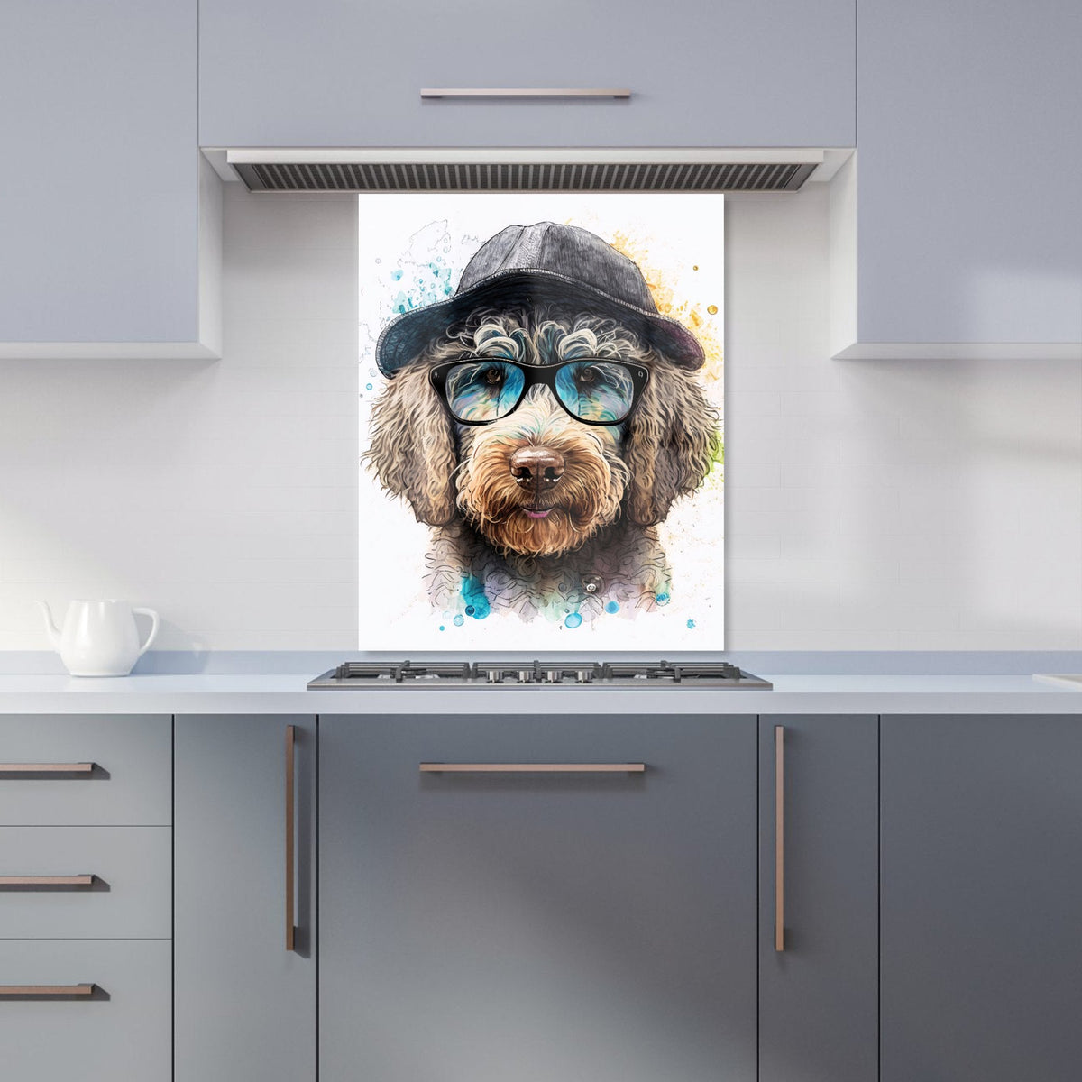 Labradoodle Dog Face Splashart Kitchen Splashback